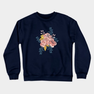 Moody Florals - Coral + Blue Crewneck Sweatshirt